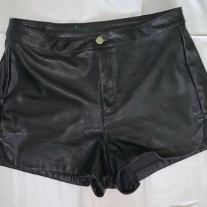 H & M Black Leather Shorts